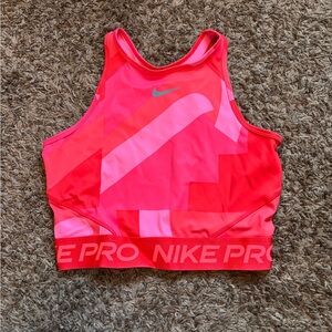 Nike Pink and Coral Colorblock Sports Bra